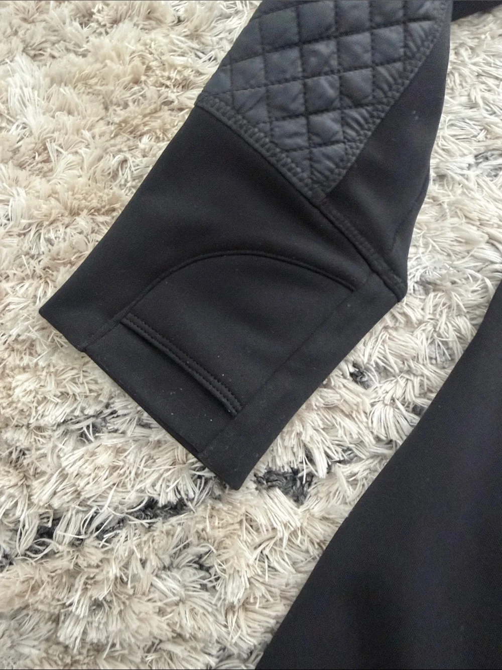 Athleta Black Quilted Panel Puffer Jacket